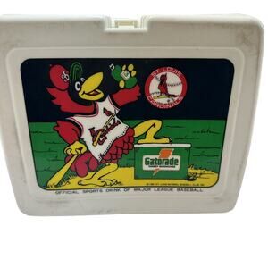 Vintage St Louis Cardinals Lunch Box Thermos Gatorade Baseball Bird 1991